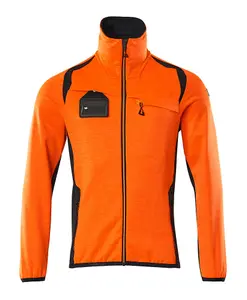 Mascot Accelerate Safe Microfleece Jacket with Half Zip (Hi-Vis Orange/Dark Navy)  (XXXX Large)