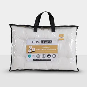 Homescapes Premium Wool Kids Pillow with Quilted Case, 40 x 60 cm