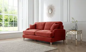 Sofas Express Tenby Apricot Red Tailored Pleat Manhattan 3 Seater Sofa