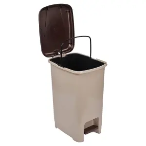 URBNLIVING 40L Slim Pedal Waste Recycling Bin Can Insert Step On Lid Kitchen Bathroom Cappuccino