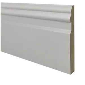 PACK OF 15 (Total 15 Units) - 25mm x 80mm White Primed Victorian MDF Skirting Board - 4200mm Length