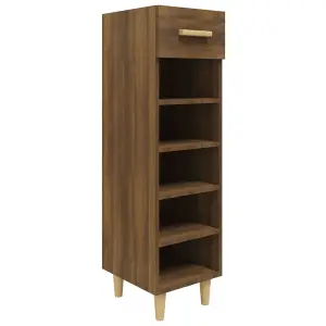 Berkfield Shoe Cabinet Brown Oak 30x35x105 cm Engineered Wood