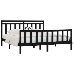 Berkfield Bed Frame Black Solid Wood Pine 200x200 cm