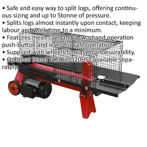 5 Tonne Log Splitter - 520mm Length Capacity - Mesh Cage - 2200W Motor