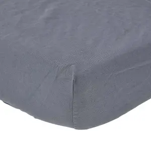 Homescapes Dark Grey Linen Fitted Sheet, King