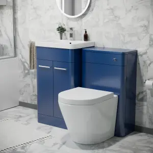 Nes Home 500mm Freestanding Vanity Unit with Basin,Rimless Toilet, WC unit Royal Blue