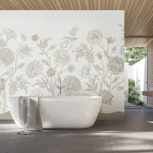 Origin Murals Jacobean Rose Trail - Natural Stone Matt Smooth Paste the Wall Mural 300cm wide x 240cm high