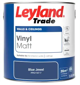 Leyland Trade Vinyl Matt Walls & Ceilings Emulsion Paint Blue Jewel (PPG1167-7) 2.5L