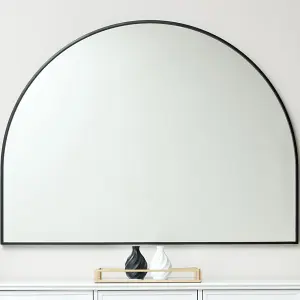 Melody Maison Large Black Arched Overmantle Wall Mirror 90cm x 120cm