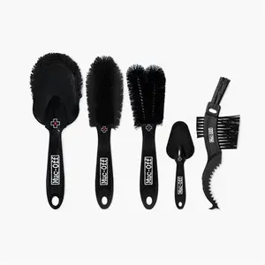 Muc-Off 5 Piece Brush Kit - Bike Cleaning Brushes, Motorbike Cleaning Brushes, Car Cleaning Brush Set - Bike Cleaning Kit With Chain Brush, Black