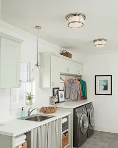 1 Bulb Ceiling Pendant Light Fitting Highly Polished Nickel LED E27 60W