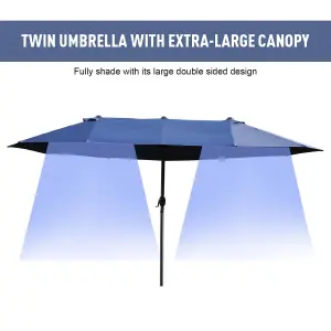 Outsunny 4.6M Garden Patio Umbrella Canopy Parasol Sun Shade w/o Base Blue