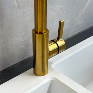 Liquida W25BR 360 Degree Swivel Spout Brushed Brass Kitchen Mixer Tap