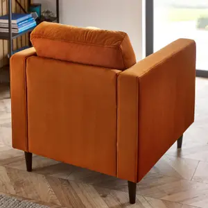 Furniturebox UK Jolene Burnt Orange Velvet Armchair