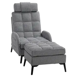 Fabric Upholstered Recliner Chair Sofa Chair Reclining Lounge Armchair with Footstool