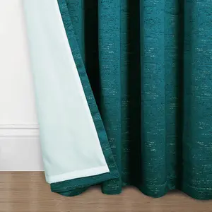 Home Curtains Rowan Metallic 65w x 54d" (165x137cm) Teal Eyelet Curtains (PAIR)