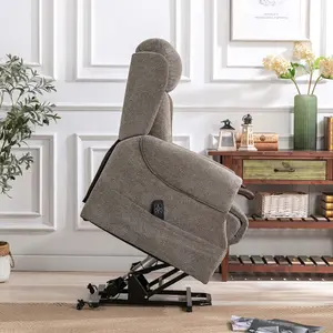 Rise Recliner Chair With Dual Motor, Remote Control, Multi-Recline Positions And Pocket Storage In Brown Fabric