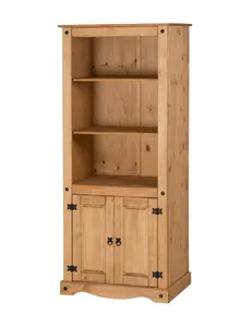 Mercers Furniture Corona 2 Door Bookcase  Display Storage Solid Pine with Mexican Styling