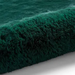 Jewel Green Shaggy Plain Modern Polyester Easy to Clean Rug for Living Room and Bedroom-150cm X 230cm