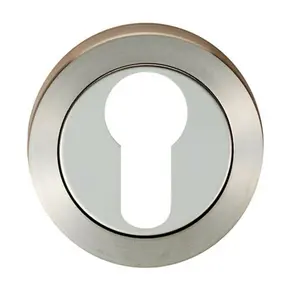 Round Euro Profile Escutcheon 52mm Dia Concealed Fix Bright Satin Steel