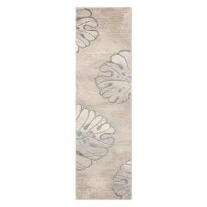 Beige,Floral Luxurious Modern Easy to clean Rug For Bedroom & Living Room-66 X 229cm (Runner)