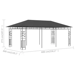 Berkfield Gazebo with Mosquito Net 6x3x2.73 m Anthracite