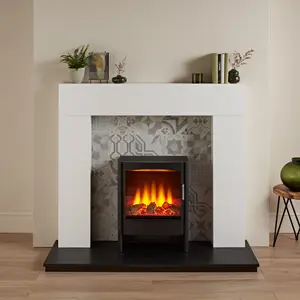 Focal Point Wichita White & black MDF Artisian Fireplace surround set