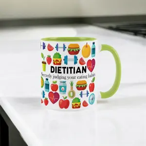 Dietitian Mug - Humorous Healthcare & Wellbeing Nutrition Coach Novelty Gift - Tea/Coffee Hot Drinks Green Ceramic Cup Present