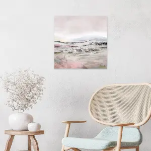 Dan Hobday Distant Land Canvas Print Grey/Pink (30cm x 30cm)