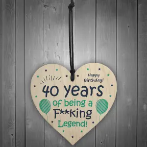 40th Birthday Gift Funny Wood Heart Dad Mum Sister Brother Gift 40th Decoration