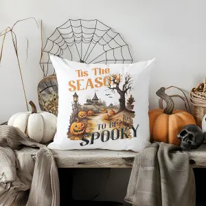 Faux Suede Cushion Tis The Season Halloween Print 45cm x 45cm