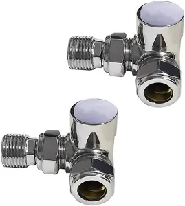 Rinse Bathrooms Chrome Corner Towel Radiator Valves 15mm Twin Pack