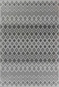 Modern Ikat Design Outdoor-Indoor Rugs Dark Grey 50x80 cm