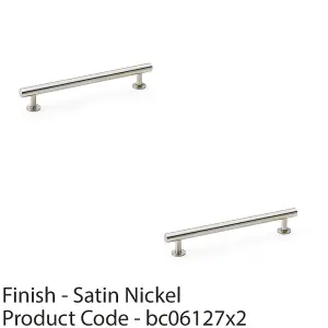 2 PACK - Round T Bar Pull Handle - Satin Nickel - 160mm Centres SOLID BRASS Drawer Door