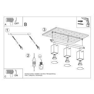 Merida Steel Black 3 Light Classic Ceiling Light