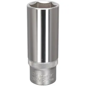 Premium 22mm Deep Drive Socket - Durable Chrome Vanadium Steel with 1/2" Square Drive