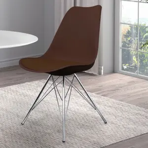 Soho Chocolate Brown Plastic Dining Chair with Chrome Metal Legs