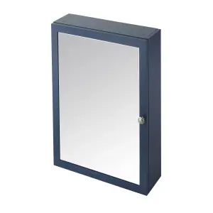 GoodHome Perma Satin Navy Wall-mounted Single Bathroom Cabinet with Mirrored door (W)500mm (H)700mm