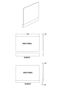 750mm Edge/Power Straight End Bath Panel & Plinth - Matt Coastal Grey