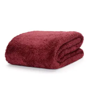 Snug Rug Blanket Luxury Sherpa Fleece Sofa TV Throw Gift Blankets 127x178cm - Plum