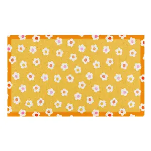 Orange Daisy Pattern Indoor & Outdoor Doormat - 70x40cm