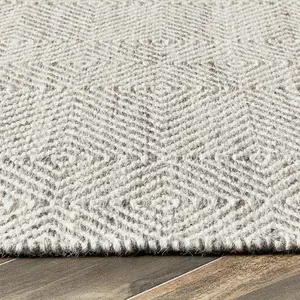 Natural Geometric Wool Rug, Handmade Modern Rug, Easy to Clean Rug for Bedroom, LivingRoom, & DiningRoom-160cm X 230cm