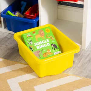 Wham 4x Stack & Store 16L Mixed Colour Plastic Storage Boxes. Home, Office, Classroom, Playroom, Toys, Books. L42 x W32 x H17cm