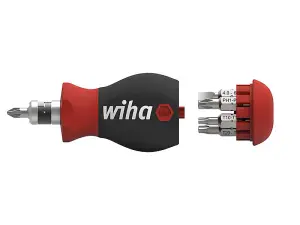 Wiha 43613 Magnetic SoftFinish Stubby Screwdriver with Bit Magazine WHA43613