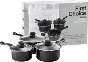 3Pcs Non Stick Cookware Induction With Lids Saucepan Set P120