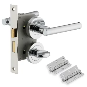 XFORT Polished Chrome Liberty Lever On Rose Bathroom Pack, Complete Bathroom Set