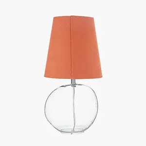 Clear Glass Table Lamp with Terracotta Shade