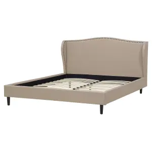 Fabric EU King Size Bed Beige COLMAR