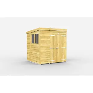 DIY Sheds 7x6 Pent Shed - Double Door With Windows