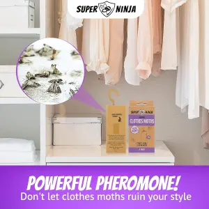 Super Ninja Clothing Moth Killer - 10 Traps - Highly Effective and Ecological Moth Trap - Moth Killer for Wardrobe